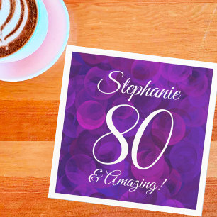 Elegant Purple 80 and Amazing Birthday Party Napkin