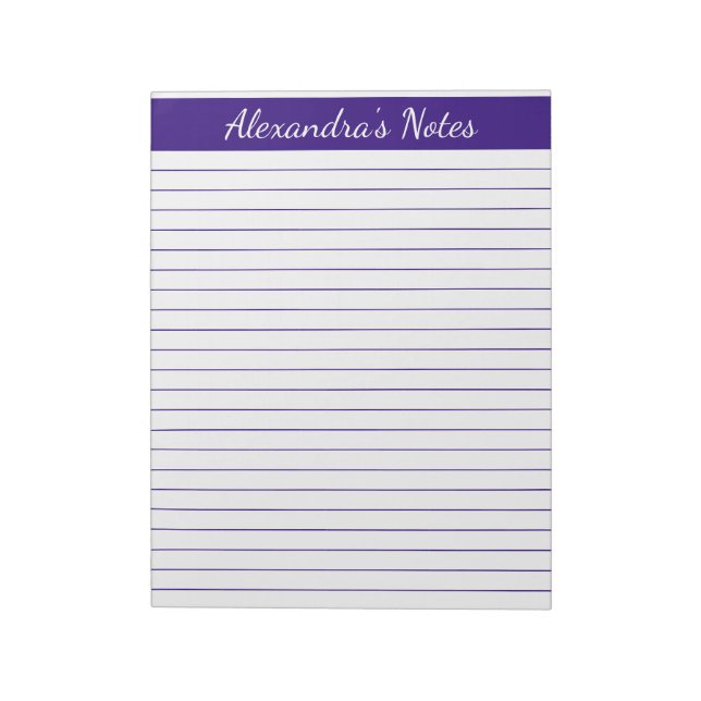 Elegant Purple 8.5x11 Letter Size Personalised Notepad (Rotated)