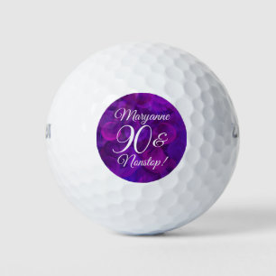 Elegant Purple 90 and Nonstop Birthday Party Golf Balls