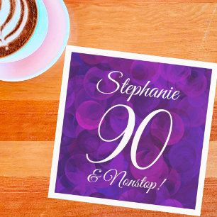 Elegant Purple 90 and Nonstop Birthday Party Napkin