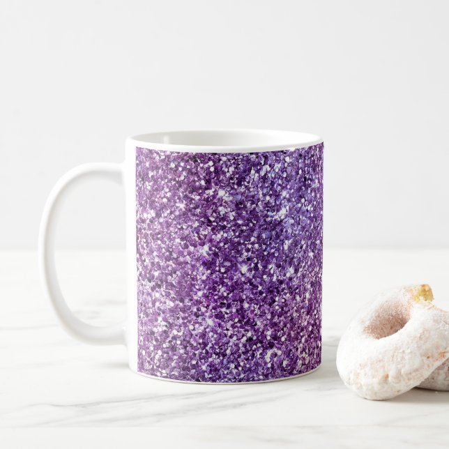 Elegant Purple Abstract Stylish Chic Pattern Coffee Mug (With Donut)