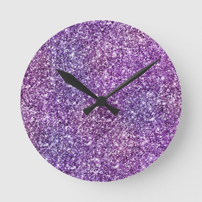 Elegant Purple Abstract Stylish Chic Pattern Round Clock (Front)