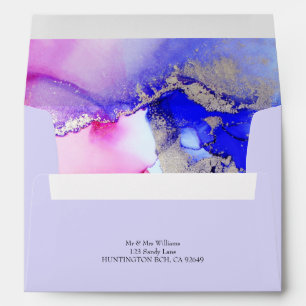 Elegant Purple Abstract Wedding Envelope