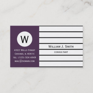 Elegant Purple, Acai Violet Monogram Professional Business Card