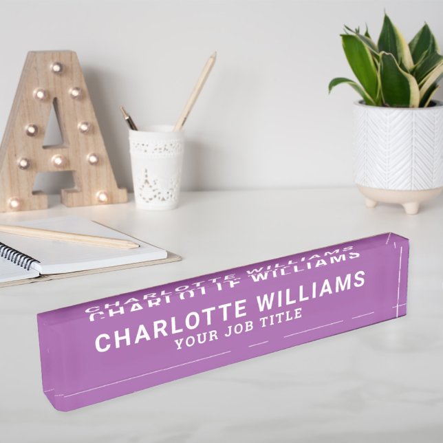 Elegant Purple Acrylic Office Employee Nameplate (Creator Uploaded)