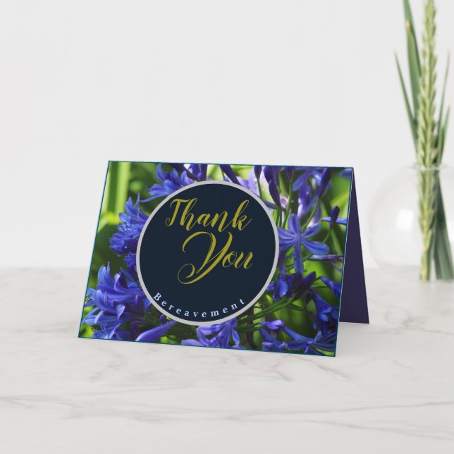 Elegant Purple Agapanthus Flowers Bereavement Thank You Card (Front)