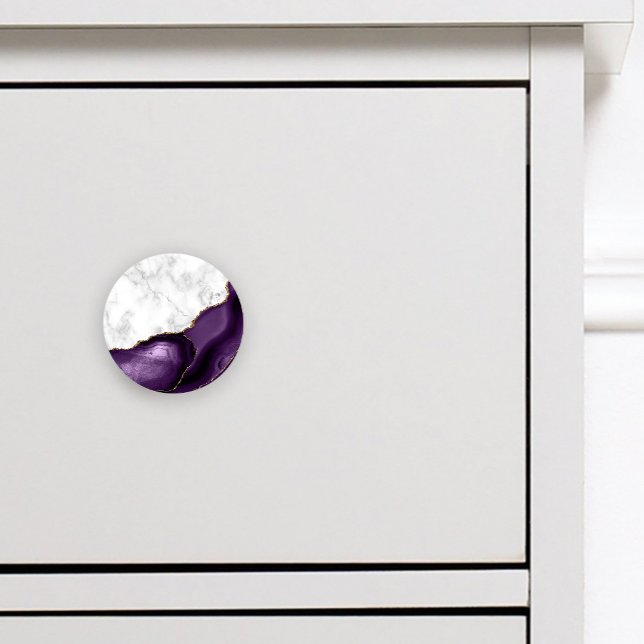 Elegant Purple Agate Gold Glitter White Marble Ceramic Knob (Creator Uploaded)