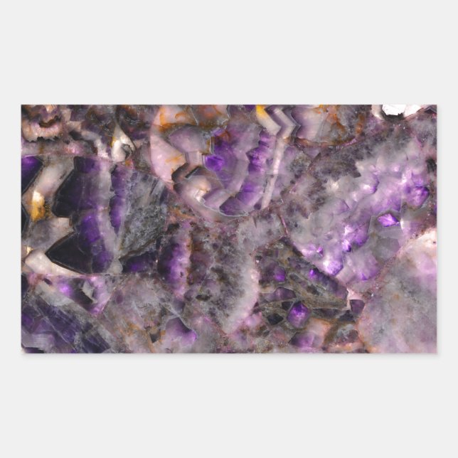 Elegant purple Amethyst Quartz, purple granite Rectangular Sticker (Front)