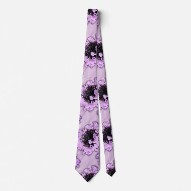 Elegant Purple and Black Floral Flowers Tie (Front)