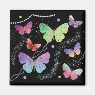 Elegant Purple and Blue Bright Butterflies Magnet