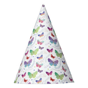 Elegant Purple and Blue Bright Butterflies Party Hat