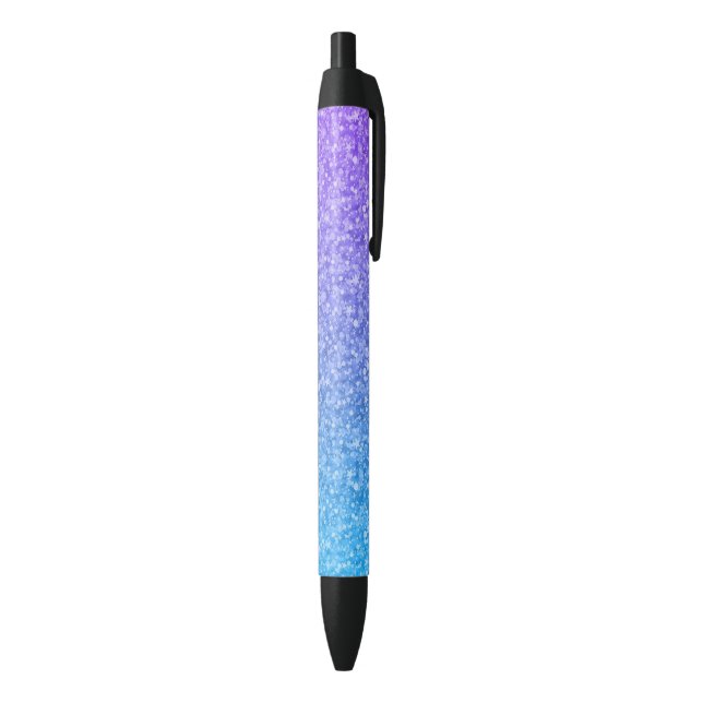 Elegant Purple And Blue Gradient Glitter Black Ink Pen (Bottom (Vertical))