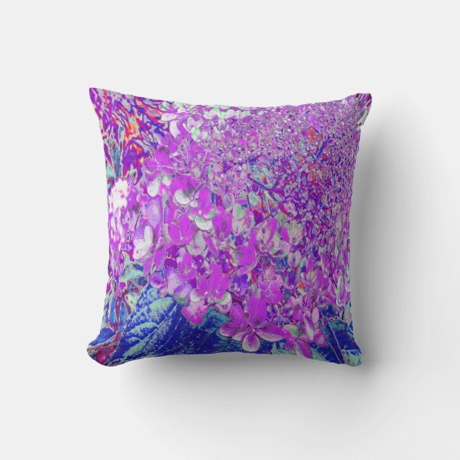 Elegant Purple and Blue Limelight Hydrangea Cushion (Front)