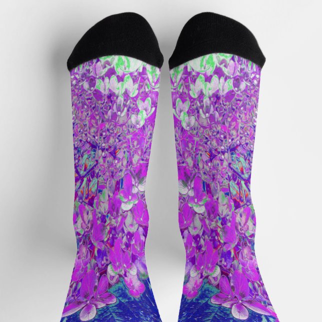 Elegant Purple and Blue Limelight Hydrangea Socks (Top)