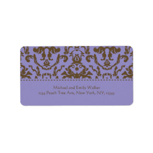 Elegant Purple and Brown Damask Address Label