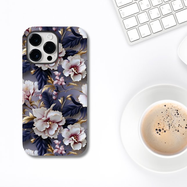 Elegant Purple and Cream Orchid Floral  Case-Mate iPhone Case (ELEGANT GOLDEN PURPLE ORCHID FLORAL IPHONE CASE)