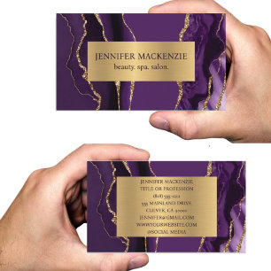 Elegant Purple and Gold Agate Business Card
