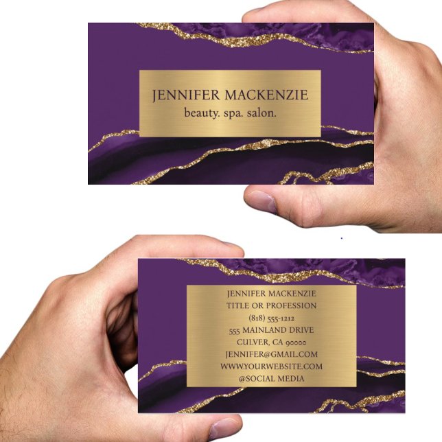 Elegant Purple and Gold Agate Business Card (Creator Uploaded)