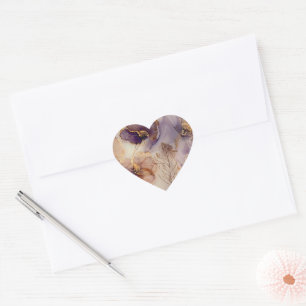 Elegant Purple and Gold Agate Wedding Favor Heart Sticker