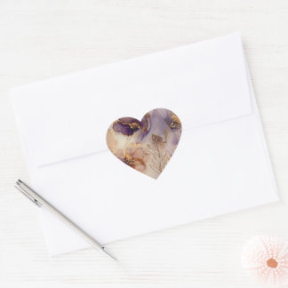 Elegant Purple and Gold Agate Wedding Favor Heart Sticker