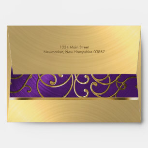 Elegant Purple and Gold Filigree Envelopes