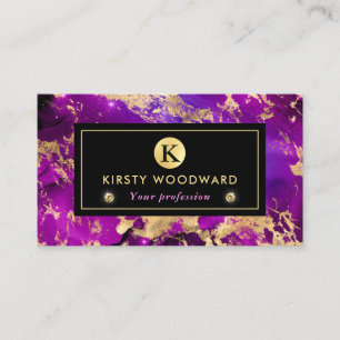 Elegant Purple and Gold Galaxy Marble Business Card