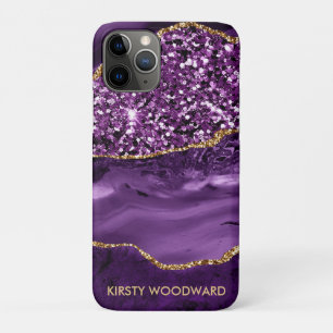 Elegant Purple and Gold Glitter Ocean Agate Case-Mate iPhone Case