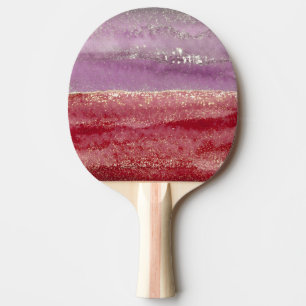 Elegant purple and gold glitter ping pong paddle