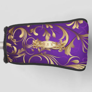 Elegant Purple and Gold Golf Head Putter Cover