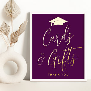 Elegant Purple and Gold Graduation Cards and Gifts Foil Prints