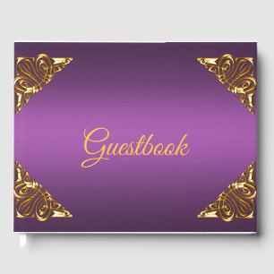 Elegant Purple and Gold Guest Book