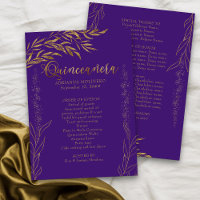Elegant Purple and Gold Leaf Quinceanera