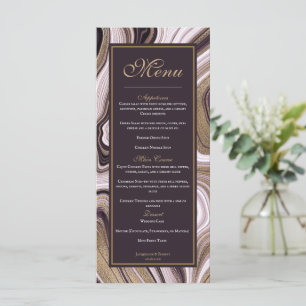 Elegant Purple and Gold Marble Wedding Menu