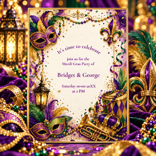 Elegant Purple and Gold Mardi Gras Carnival Party