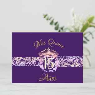 Elegant Purple and Gold Rustic Quinceañera Spanish