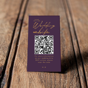 Elegant Purple and Gold Visit our Wedding Website Enclosure Card