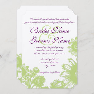 Elegant Purple and Green Vintage Floral Wedding Invitation