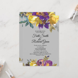 Elegant Purple and Grey Fall Wedding Invitations