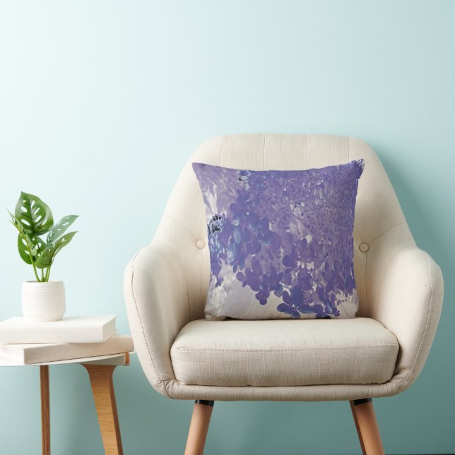 Elegant Purple and Grey Limelight Hydrangea Cushion (Chair)