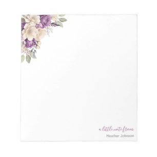 Elegant Purple and Ivory Rose Custom Notepad