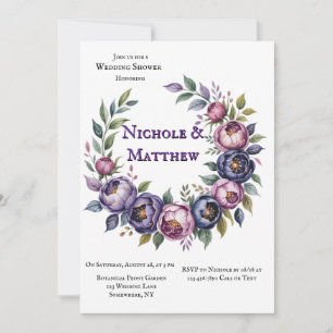 Elegant Purple and Magenta Peony Couples Shower Invitation
