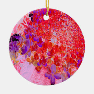 Elegant Purple and Orange Limelight Hydrangea Ceramic Tree Decoration