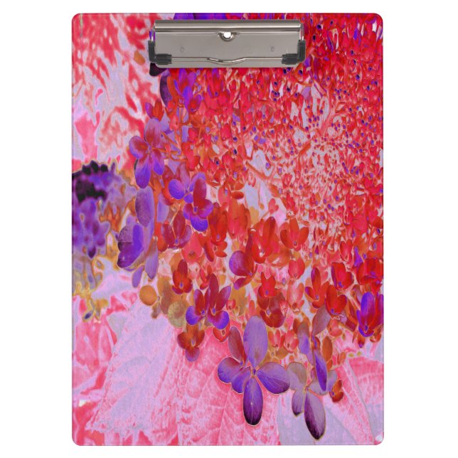Elegant Purple and Orange Limelight Hydrangea Clipboard (Front)