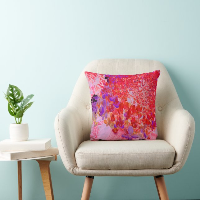 Elegant Purple and Orange Limelight Hydrangea Cushion (Chair)