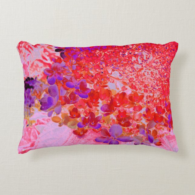 Elegant Purple and Orange Limelight Hydrangea Decorative Cushion (Front)