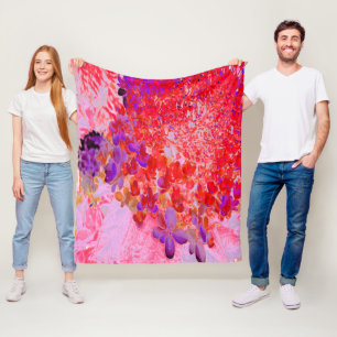 Elegant Purple and Orange Limelight Hydrangea Fleece Blanket