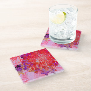 Elegant Purple and Orange Limelight Hydrangea Glass Coaster