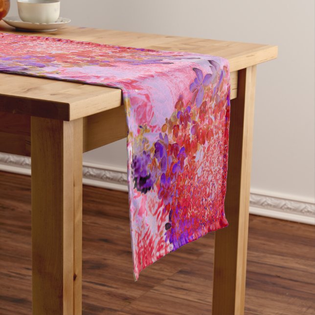 Elegant Purple and Orange Limelight Hydrangea Long Table Runner (In Situ)