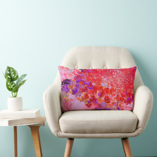 Elegant Purple and Orange Limelight Hydrangea Lumbar Cushion
