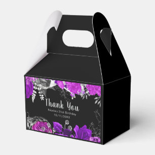 Elegant Purple and Silver Flowers Birthday  Favour Box